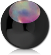 BLACK PVD COATED SURGICAL STEEL GRADE 316L JEWELED MICRO BALL WITH ORGANIC SYNTHETIC OPAL