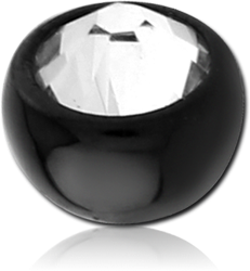 BLACK PVD COATED SURGICAL STEEL GRADE 316L FLAT STONE PREMIUM CRYSTAL JEWELED MICRO BALL