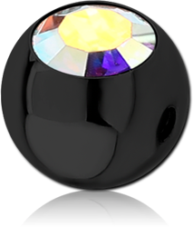 BLACK PVD COATED SURGICAL STEEL GRADE 316L SIDE PREMIUM CRYSTAL JEWELED MICRO BALL