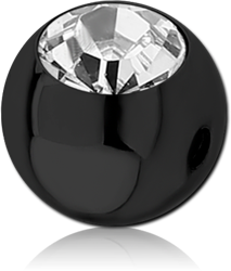 BLACK PVD COATED SURGICAL STEEL GRADE 316L SIDE THREADED VALUE JEWELED BALLS FOR PP13 EMPTY PART