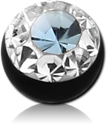 BLACK PVD COATED SURGICAL STEEL GRADE 316L VALUE CRYSTALINE JEWELED BALL