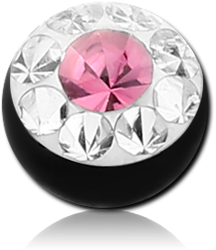 BLACK PVD COATED SURGICAL STEEL GRADE 316L CRYSTALINE JEWELED BALL