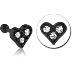 BLACK PVD COATED SURGICAL STEEL GRADE 316L JEWELED TRAGUS MICRO BARBELL