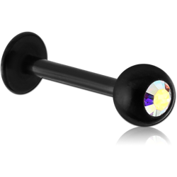 BLACK PVD COATED SURGICAL STEEL GRADE 316L PREMIUM CRYSTAL JEWELED MICRO LABRET