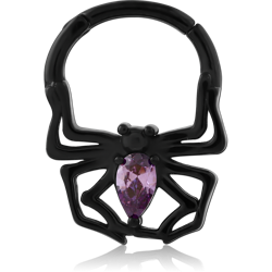 BLACK PVD COATED SURGICAL STEEL GRADE 316L JEWELED HINGED SEPTUM CLICKER