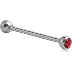 SURGICAL STEEL GRADE 316L FLAT STONE DOUBLE JEWELED BARBELL