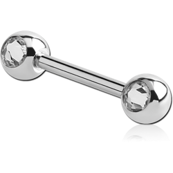 SURGICAL STEEL GRADE 316L DOUBLE SIDE PREMIUM CRYSTALS JEWELED NIPPLE BARBELL