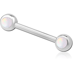 SURGICAL STEEL GRADE 316L DOUBLE SIDE ORGANIC SYNTHETIC OPAL NIPPLE BARBELL