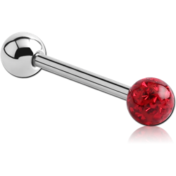 SURGICAL STEEL GRADE 316L BARBELL WITH EPOXY COATED CRYSTALINE JEWELED BALL