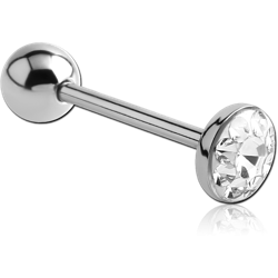 SURGICAL STEEL GRADE 316L VALUE CRYSTALINE JEWELED FLAT BARBELL