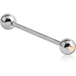SURGICAL STEEL GRADE 316L JEWELED BARBELL WITH OPTIMA CRYSTAL