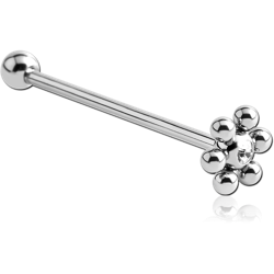 SURGICAL STEEL GRADE 316L PREMIUM CRYSTAL JEWELED FLOWER BALL BARBELL