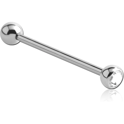 SURGICAL STEEL GRADE 316L FLAT STONE JEWELED BARBELL