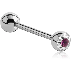 SURGICAL STEEL GRADE 316L CRYSTALINE JEWELED BARBELL