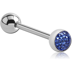 SURGICAL STEEL GRADE 316L CRYSTALINE JEWELED BARBELL