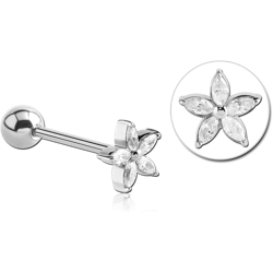 SURGICAL STEEL GRADE 316L JEWELED PRONG SET BARBELL