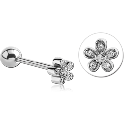 SURGICAL STEEL GRADE 316L JEWELED FLOWER MICRO BARBELL