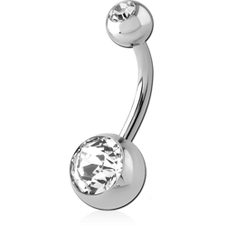 SURGICAL STEEL GRADE 316L DOUBLE PREMIUM CRYSTALS JEWELED NAVEL BANANA