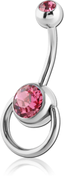 SURGICAL STEEL GRADE 316L DOUBLE JEWELED SLAVE NAVEL BANANA