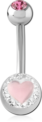 SURGICAL STEEL GRADE 316L VALUE CRYSTALINE HEART DOUBLE JEWELED NAVEL BANANA