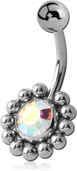 SURGICAL STEEL GRADE 316L FLOWER JEWELED NAVEL BANANA