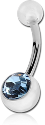 SURGICAL STEEL GRADE 316L OPTIMA CRYSTAL JEWELED NAVEL BANANA WITH UV BALL
