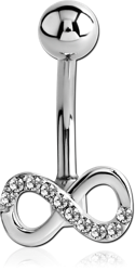 RHODIUM PLATED BASE METAL JEWELED NAVEL BANANA - INFINITY