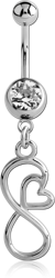 SURGICAL STEEL GRADE 316L JEWELED NAVEL BANANA WITH DANGLING CHARM - INFINITY HEART