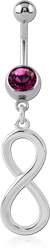 SURGICAL STEEL GRADE 316L JEWELED NAVEL BANANA WITH DANGLING CHARM - INFINITY