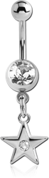 SURGICAL STEEL GRADE 316L JEWELED NAVEL BANANA WITH DANGLING CHARM - STAR
