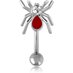 RHODIUM PLATED BASE METAL JEWELED NAVEL BANANA