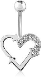 RHODIUM PLATED BASE METAL JEWELED NAVEL BANANA