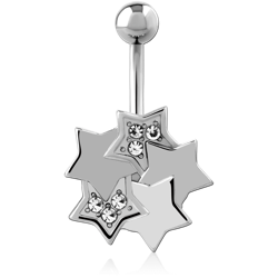 RHODIUM PLATED BASE METAL JEWELED NAVEL BANANA