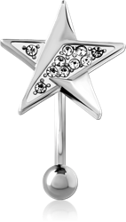 RHODIUM PLATED BASE METAL JEWELED NAVEL BANANA