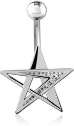 RHODIUM PLATED BASE METAL JEWELED NAVEL BANANA