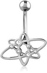 RHODIUM PLATED BASE METAL JEWELED NAVEL BANANA