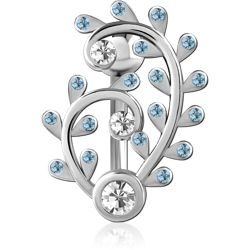 RHODIUM PLATED BASE METAL JEWELED NAVEL BANANA