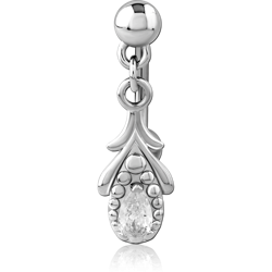 RHODIUM PLATED BASE METAL JEWELED NAVEL BANANA