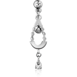 RHODIUM PLATED BASE METAL JEWELED NAVEL BANANA