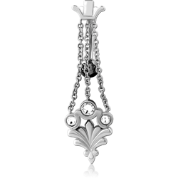 RHODIUM PLATED BASE METAL JEWELED NAVEL BANANA