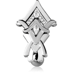 RHODIUM PLATED BASE METAL JEWELED NAVEL BANANA