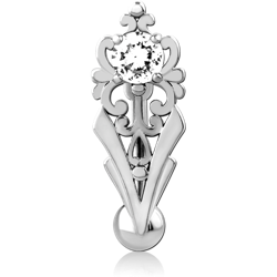 RHODIUM PLATED BASE METAL JEWELED NAVEL BANANA