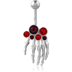 RHODIUM PLATED BASE METAL JEWELED NAVEL BANANA