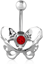 RHODIUM PLATED BASE METAL JEWELED NAVEL BANANA