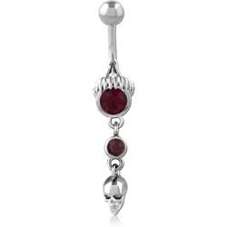 RHODIUM PLATED BASE METAL JEWELED NAVEL BANANA