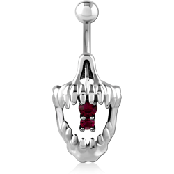 RHODIUM PLATED BASE METAL JEWELED NAVEL BANANA