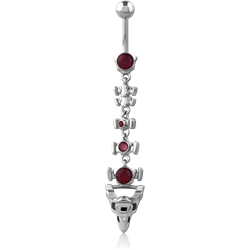 RHODIUM PLATED BASE METAL JEWELED NAVEL BANANA