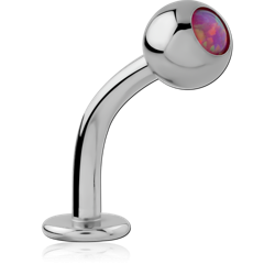 SURGICAL STEEL GRADE 316L JEWELED SYNTHETIC OPAL CURVED LABRET