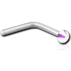 SURGICAL STEEL GRADE 316L 90 DEGREE FLAT JEWELED NOSE STUD