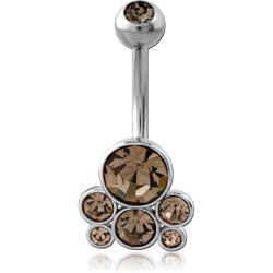 RHODIUM COATED DOUBLE JEWELED NAVEL BANANA